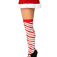 Leg Avenue Candy Cane Lurex Striped Over The Knee Socks - White - One Size