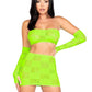 Leg Avenue Checkerboard Net and Opaque Bandeau Mini Skirt and Arm Warmers - Green/Neon Green - One Size