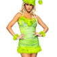 Leg Avenue Christmas Baddie Set Ruched Velvet Dress with Tie Back Halter Straps and Fur Trim, Wrist Cuffs, and Hat - Green - Medium - 3 Piece