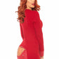 Leg Avenue Cozy Brushed Rib Long Johns with Cheeky Snap Closure Back Flap - Red - Medium/Small