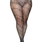 Leg Avenue Cracked Fishnet Tights - Black - Queen/XLarge/XXLarge