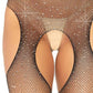Leg Avenue Crystalized Fishnet Suspender Pantyhose - Black - One Size