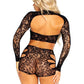 Leg Avenue Cut-Out Lace Romper with Attached Shrug