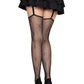 Leg Avenue Daisy Dot Fishnet Stockings with Scalloped Top - Black - One Size
