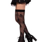 Leg Avenue Dotted Net Skull Thigh Highs - Black - One Size