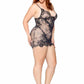 Leg Avenue Eyelash Lace Rhinestone Backless Mini Dress and G-String