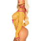Leg Avenue Eyelet Net Teddy with Tie-Front Keyhole Detail - One Size