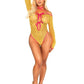 Leg Avenue Eyelet Net Teddy with Tie-Front Keyhole Detail