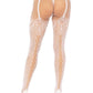 Leg Avenue Faux Garter Belt Fishnet Tights with Lace Up Backseam