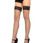 Leg Avenue Fence Net Stocking with Lace Top - Black - One Size