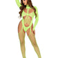 Leg Avenue Fishnet Halter Suspender Bodystocking and Layered Opaque Cut-Out Teddy