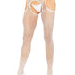 Leg Avenue Fishnet Suspender Hose with Scalloped Trim