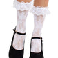Leg Avenue Floral Lace Ruffle Top Anklets - White - One Size