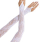 Leg Avenue Floral Net Extra Long Gauntlet Arm Warmers - White - One Size