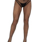 Leg Avenue French Cut Crotchless Fishnet Tights with Heart Backseam and Faux Lace Up Back