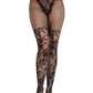 Leg Avenue French Cut Dahlia Lace Tights with Net Thigh Detail