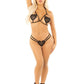 Leg Avenue Heart Applique Open Cup Bra and Pearl Strand Dual Strap G-String Panty