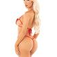 Leg Avenue Heart Applique Open Cup Bra and Pearl Strand Dual Strap G-String Panty