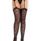 Leg Avenue Heart Lace Trimmed Heart Net Stockings with Attached Garter Belt
