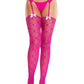 Leg Avenue Heart Lace Trimmed Heart Net Stockings with Attached Garter Belt