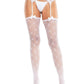 Leg Avenue Heart Lace Trimmed Heart Net Stockings with Attached Garter Belt