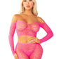 Leg Avenue Heart Net Off The Shoulder Crop Top and Footless Tights
