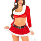 Leg Avenue Hoho Hottie Set Velvet Crop Top with Faux Fur Trim, Mini Skirt, Belt, and Santa Hat - Red/White - Large - 4 Piece