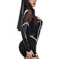 Leg Avenue Holy Hottie Set Boned Garter Dress with Cross Accents and Nun Habit - Black/White - XSmall - 2 Piece