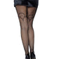 Leg Avenue Industrial Net Suspender Hose with Duchess Lace Top Accent - Black - One Size