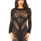 Leg Avenue Lace and Net Body Con Gown with Heart Keyhole Detail