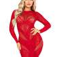 Leg Avenue Lace and Net Body Con Gown with Heart Keyhole Detail