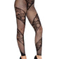 Leg Avenue Lace and Net Illusion Footless Tights - Black - One Size