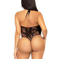 Leg Avenue Lace and Net Keyhole Crossover Halter Teddy