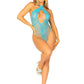 Leg Avenue Lace and Net Keyhole Crossover Halter Teddy