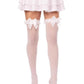 Leg Avenue Lace Garter Sheer Striped Thigh Highs with Satin Bow Accent