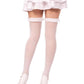 Leg Avenue Lace Garter Sheer Striped Thigh Highs with Satin Bow Accent
