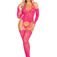 Leg Avenue Lace Halter Footless Cami Garter with Attached Toe Loop Stockings and Arm Warmers