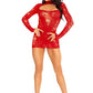 Leg Avenue Lace Keyhole Mini Dress with Opaque Panel Detailing and Gloved Sleeves
