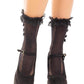 Leg Avenue Lace Ruffle Nylon Anklet with Mini Bow and Heart Accents - Black - One Size