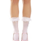 Leg Avenue Lace Ruffle Nylon Anklet with Mini Bow and Heart Accents - White - One Size