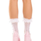 Leg Avenue Lace Ruffle Nylon Anklet with Mini Bow and Heart Accents
