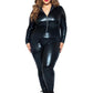 Leg Avenue Lame Zipper Front Cat Suit - 1x/2x