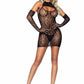 Leg Avenue Leopard Net Keyhole Dress and Matching Gloves