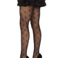 Leg Avenue Love Struck Heart Net Tights - Black - One Size