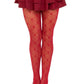 Leg Avenue Love Struck Heart Net Tights - Red - One Size