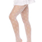 Leg Avenue Love Struck Heart Net Tights - White - One Size