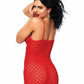 Leg Avenue Mini Dress with Lace Up Front and G-String - Red - One Size