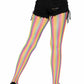 Leg Avenue Neon Rainbow Striped Fishnet Pantyhose - Multicolor - One Size