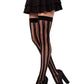 Leg Avenue Net and Opaque Striped Thigh Highs - Black - One Size