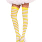 Leg Avenue Nylon Stocking W/ Stripe - White/Yellow - One Size